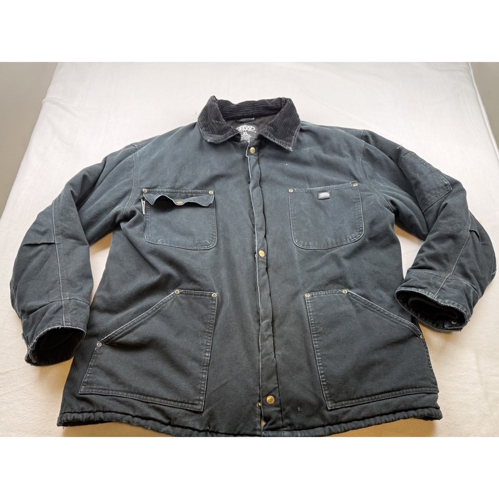 Men's Rugged Wear XL Insulated Canvas Jacket - Black 3M Insulate